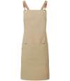 PR182 Premier Clip 'n' Clasp Cross Back Bib Apron Khaki colour image